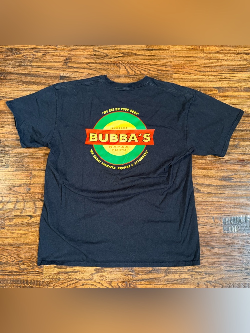 Vintage 90s HAWAII Kauai Bubba’s Burgers Rasta Black Graphic T-Shirt Sz XL